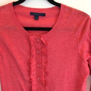 Boden coral ruffle cardigan sweater, UK 12, small